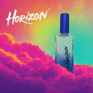 Botella de perfume Horizon de Milah Parfums, fragancia cítrica y marina unisex.